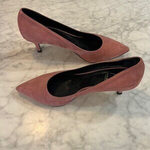 Abel Munoz Suede Pointed Toe Kitten Heel Pumps Dusty Rose US 7
